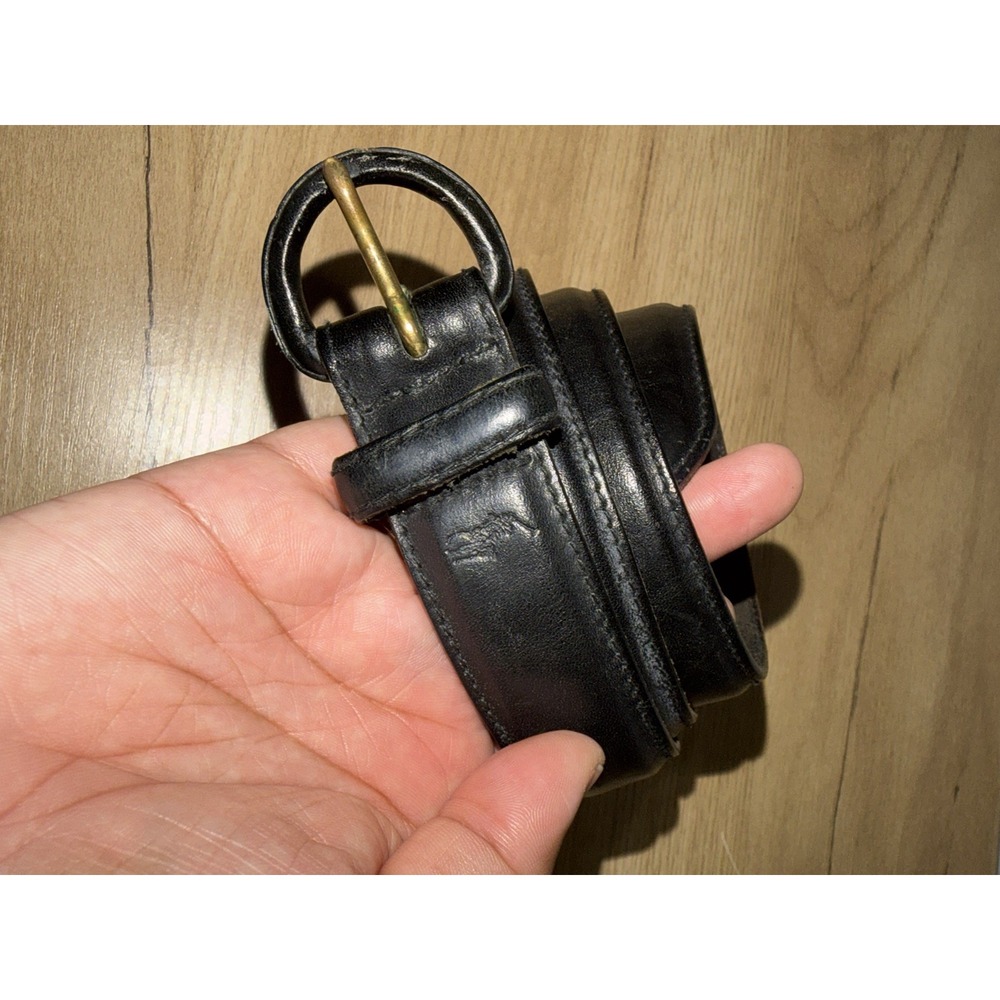 Polo Ralph Lauren Medium Black Belt Gold Tone Buckle Genuine Italian Leather